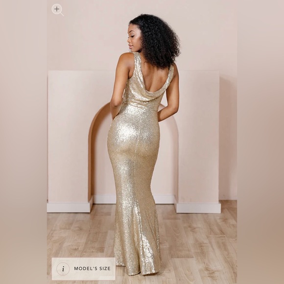 Dakota Sequin Dress in Champagne Gold - Picture 1 of 3